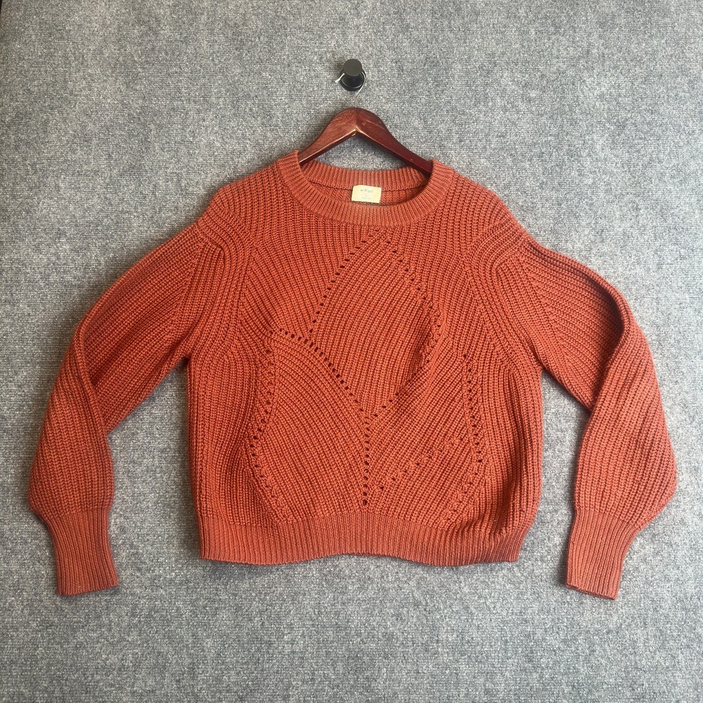 Wilfred Aritzia Sweater Womens M Orange Merino Wool Knit Relaxed Fit Casual